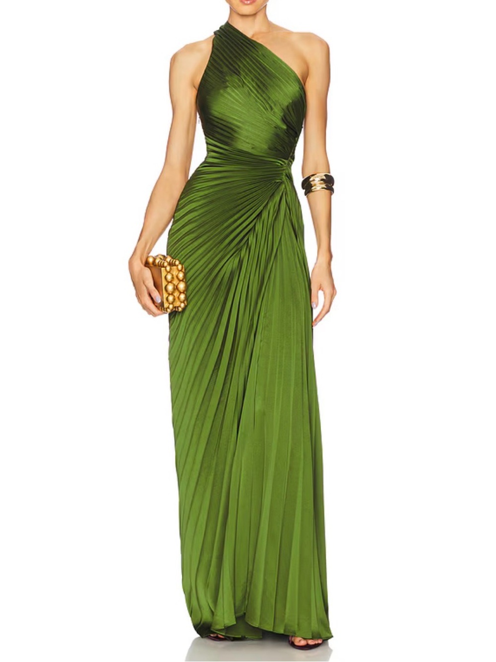 A.L.C. One-Shoulder Pleated Lara Dress in Ivy NEW NWT